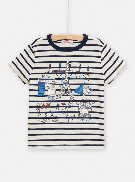Boy's ecru striped T-shirt TOPATI / 24S90221TMC001